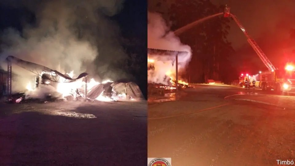 Incêndio em indústria mobiliza bombeiros de cinco cidades