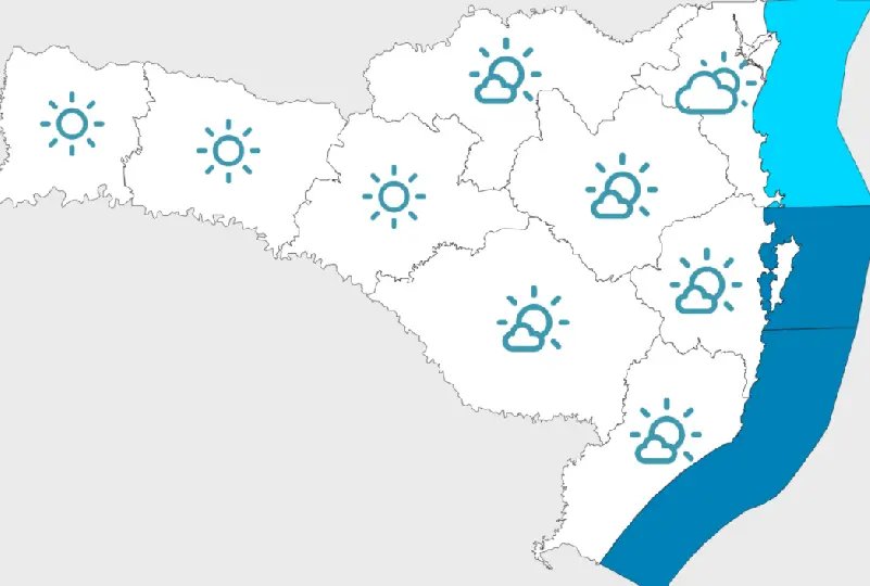 Tempo firme deve marcar a segunda-feira em Santa Catarina