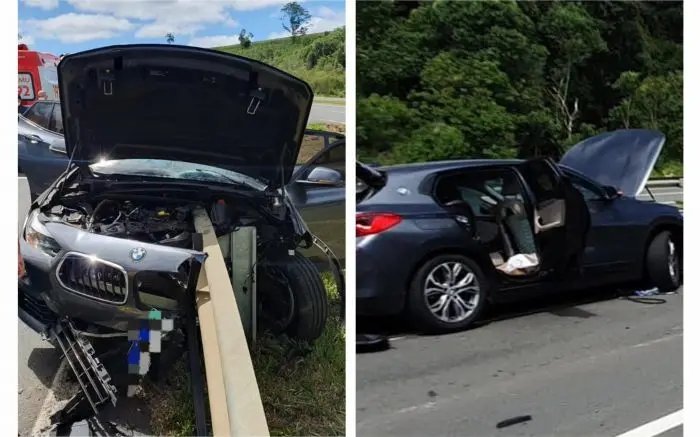 Criança de 5 anos morre após BMW colidir com guard rail na BR-376