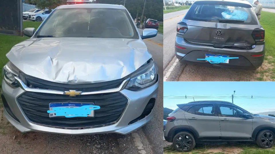 Carro com placas de Brusque se envolve em colisão na SC-410