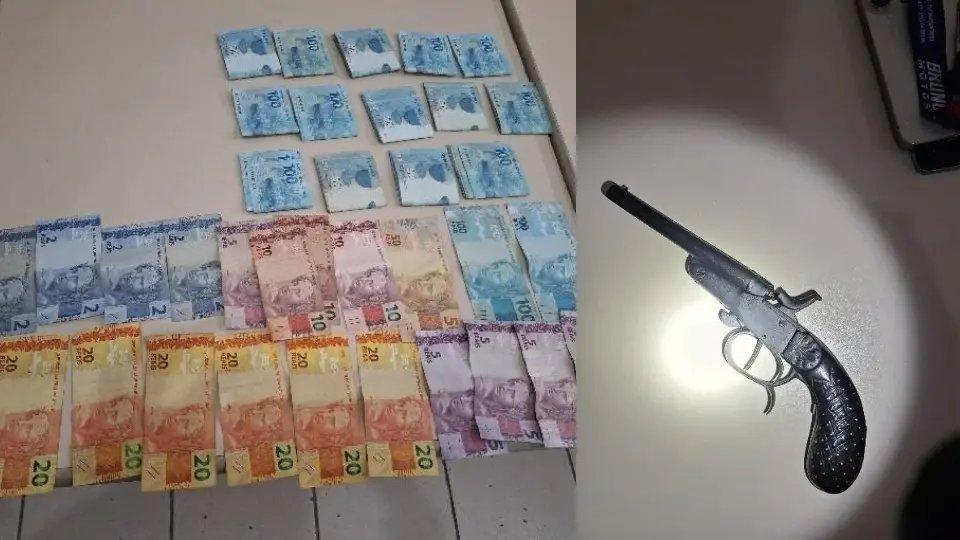 PM acha arma e R$ 14 mil escondidos em veículo