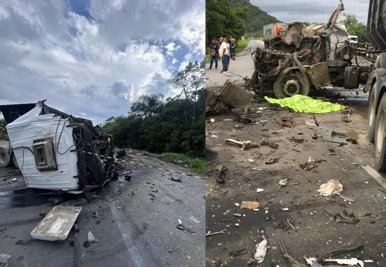 Colisão violenta entre carreta e caminhão termina em morte