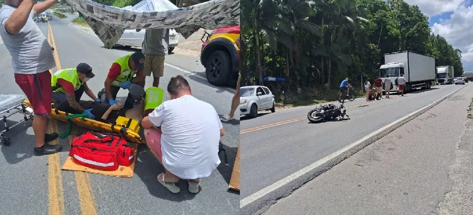 (VÍDEO) Motociclista fica ferido após colisão com carro na Ivo Silveira
