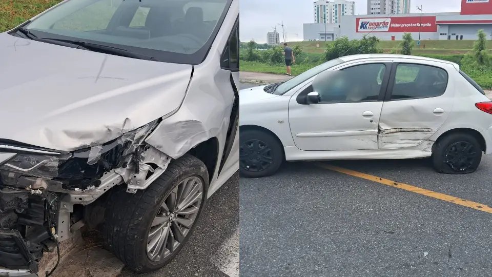 (VÍDEO) Acidente entre dois carros deixa mulher ferida na Avenida Beira Rio