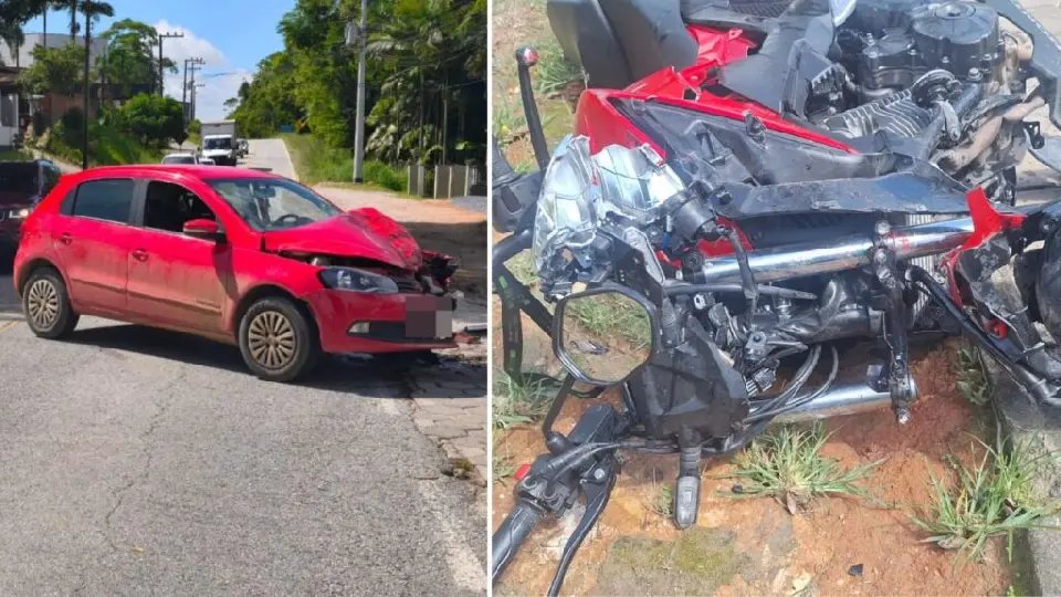 Jovem motociclista fica em estado grave após acidente em Nova Trento