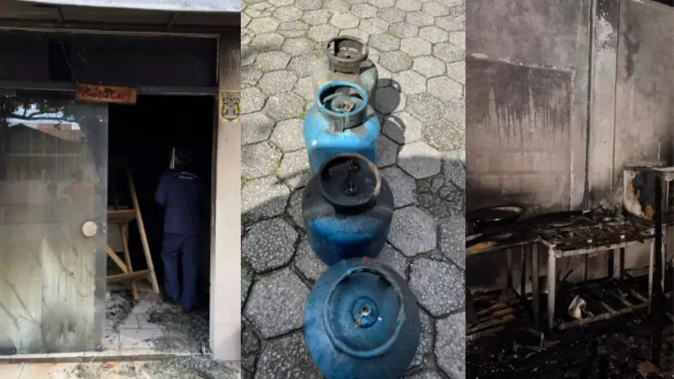 Fogo atinge prédio e dono sofre queimaduras